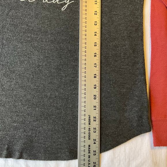 Maurices Women T-shirt size M Long Sleeve Screw Neck Game Day All Day Gray & Red - Picture 3 of 7